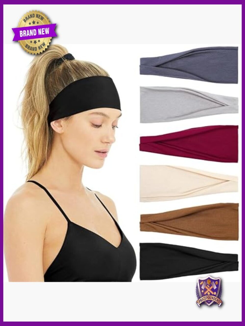 Wide Elastic Non-Slip Sports Headbands 6 Pack for Women Workout Yoga